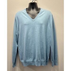 Brooks Brothers Sweater Mens XL  Light Blue Supima Cotton V-Neck Pullover‎